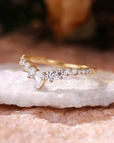 SYLVIA Pear Shaped Moissanite Curved Wedding Band Stacking Ring